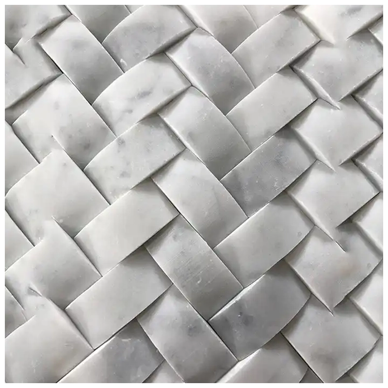 Carrara Marble Braided Pattern Mosaic Tiles