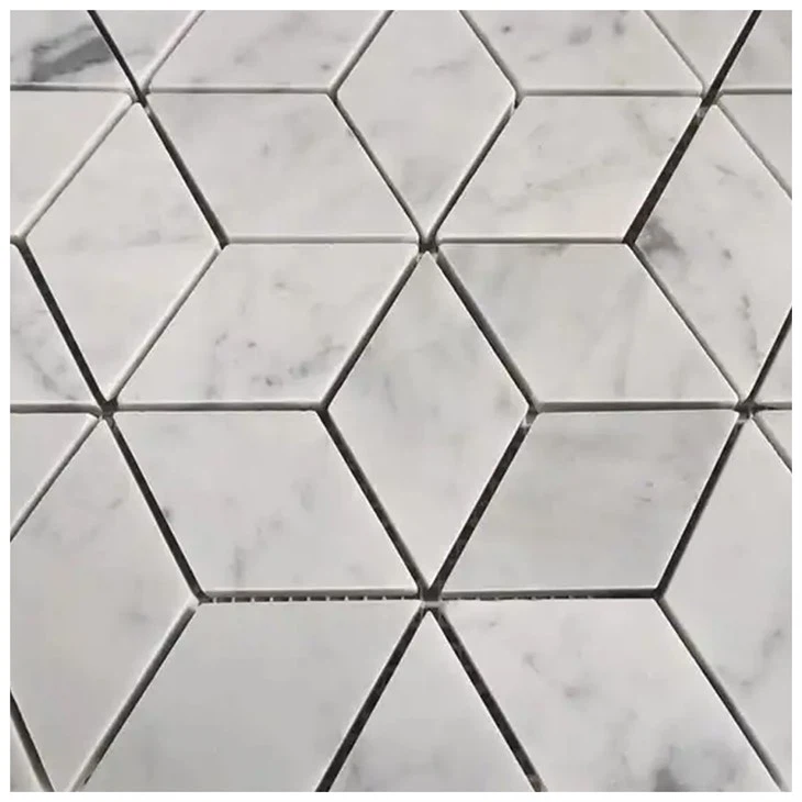 Carrara marmara Rhombus mósaíkflísar