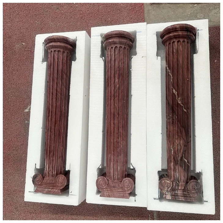 Revolution Wave Red Quartzite Handcrafts Mini Roman Pillars