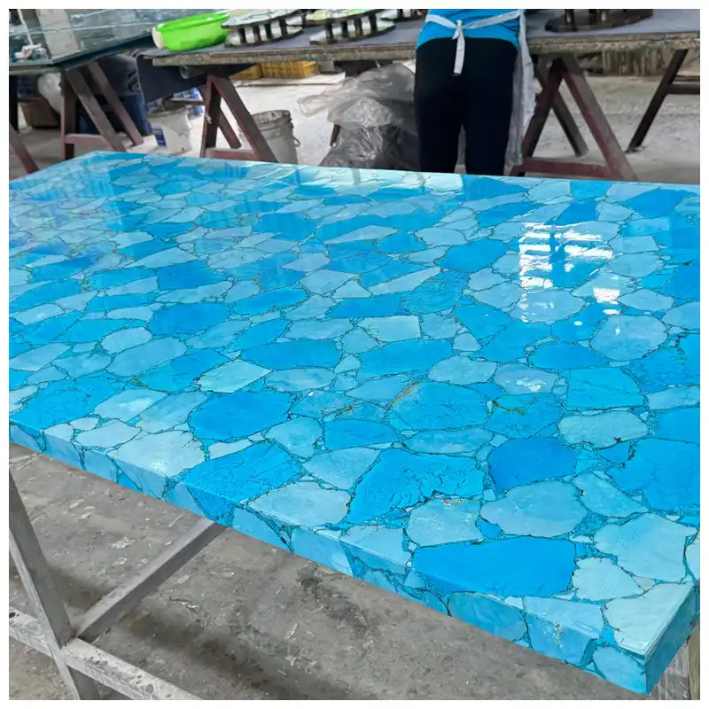 Blue Turquoise Gemstone Rectangle Tables