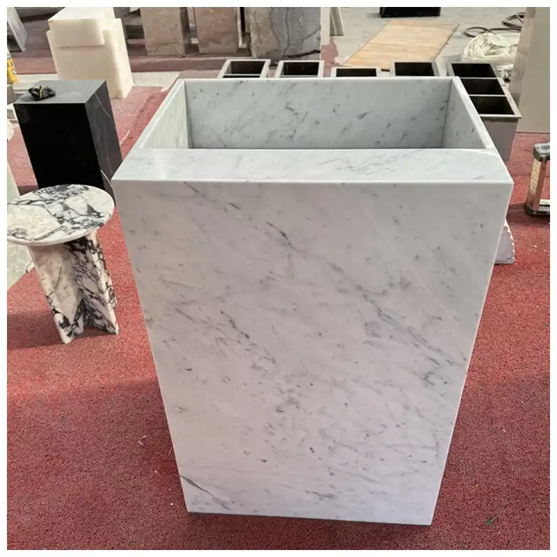 Carrara White Marble Pedestal Sink
