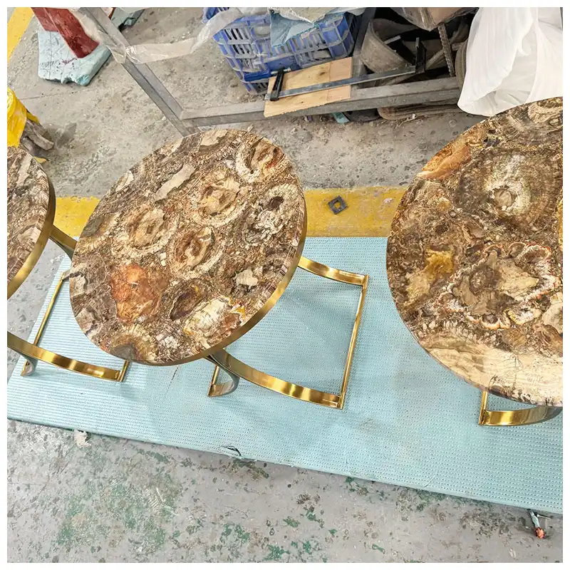 Petrified Wood Gemstone Coffee Tables