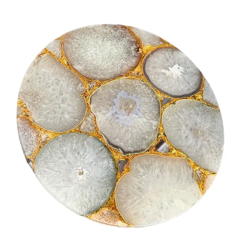 Hvítt Agate Stone kaffiborð