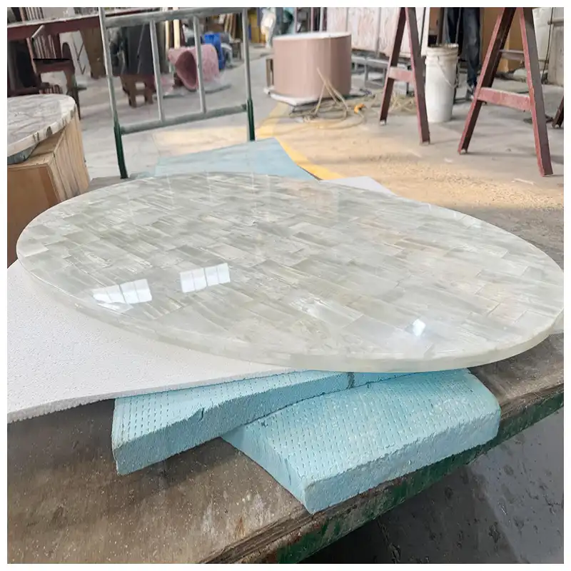 White Selenite Quartz Oval Table Tops