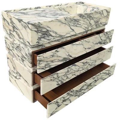 Arabescato Marble Wall-Hungir hégómabolir